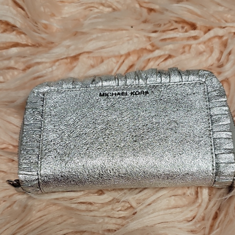 Michael Kors Metallic Silver Clutch